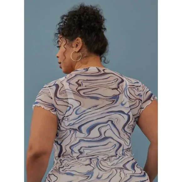 Torrid Festi Cropped Mesh Exposed Seam Top 00 in Multi Color - Picture 10 of 12